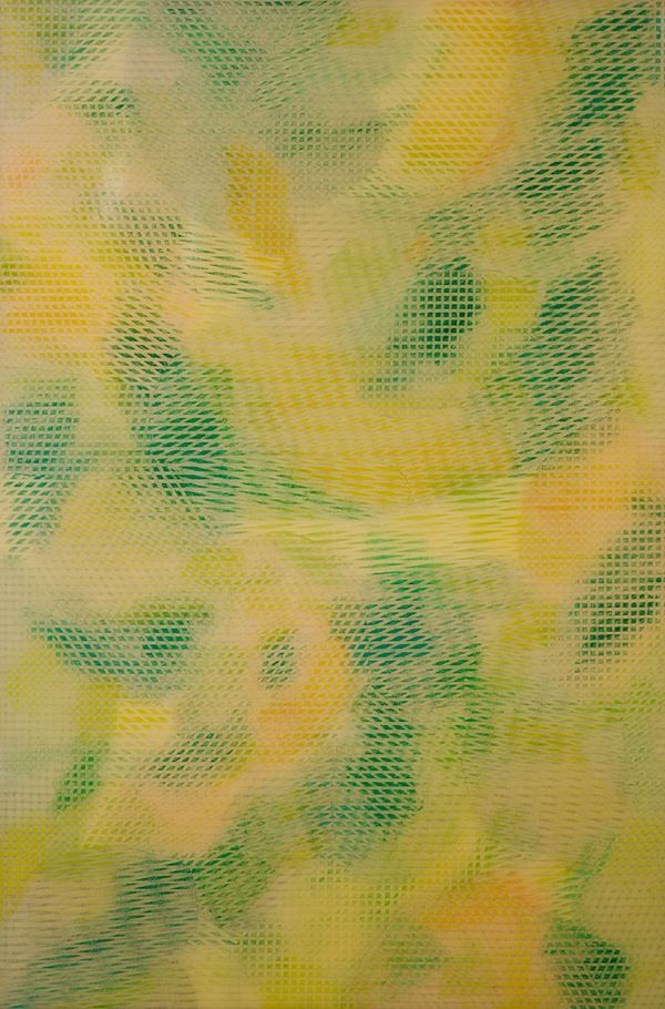 Erik  Saglia : Untitled  (2015)  - Spray, nastro, pastello ad olio e resina epossidica su pannello di legno - Asta Arte Moderna e Contemporanea - Blindarte Casa d'Aste