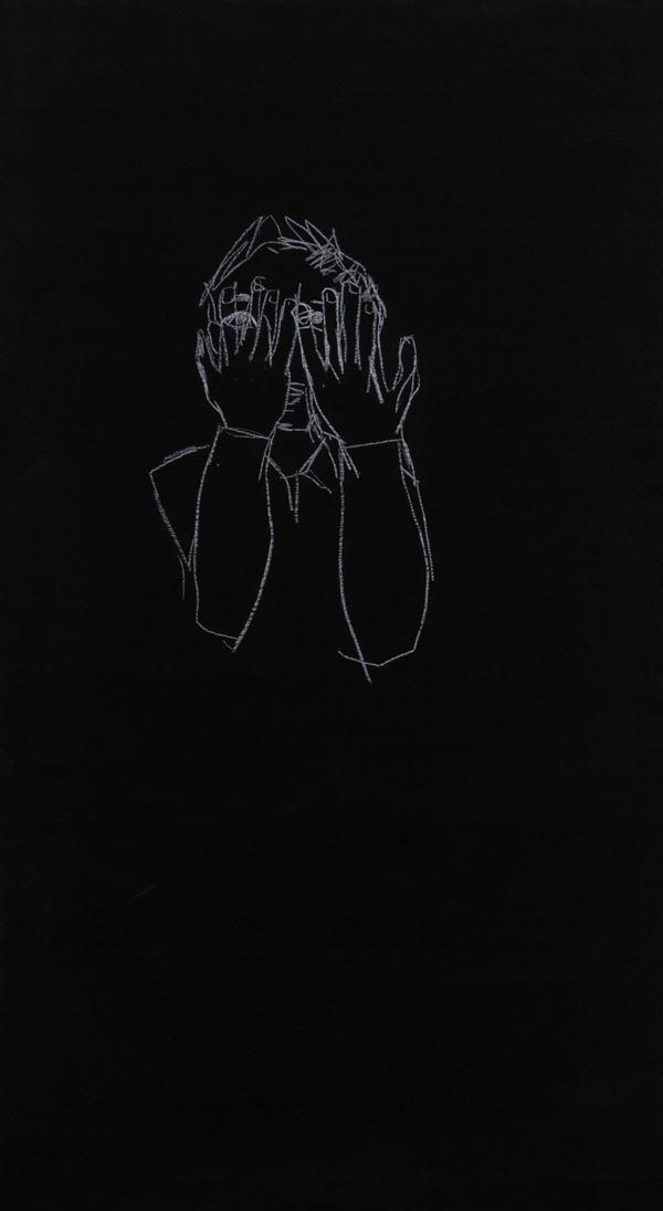 Stephan  Balkenhol : The black reliefs  (1996)  - Chalk on blackboard applied on wood - Auction + Contemporary Art - Blindarte Casa d'Aste