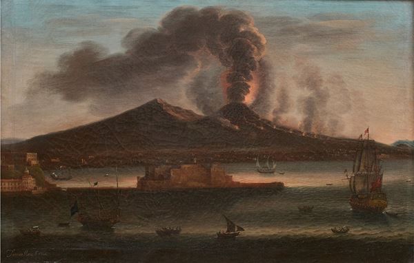 Tommaso Ruiz (attivo a Napoli verso la met&#224; del secolo XVIII) - Eruzione notturna del Vesuvio