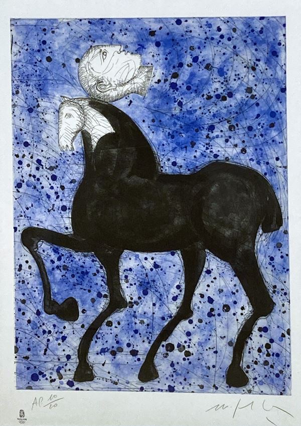 Mimmo  Paladino : Cavallo e cavaliere  (2008)  - Etching - Auction Graphic and Multiple - Blindarte Casa d'Aste