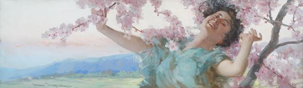 Mario  Borgoni (Pesaro, 1869 &#8211; Napoli, 1936) - Primavera