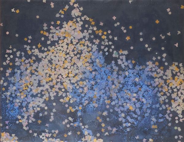 Tano Festa : Tropico del Cancro  (1985)  - Acrilico e coriandoli su tela - Asta Arte Moderna e Contemporanea - Blindarte Casa d'Aste