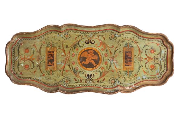 Napoli, fine XVIII secolo : Grande vassoio  - legno laccato in policromia - Asta Antiquariato, Dipinti antichi e del XIX secolo - Blindarte Casa d'Aste