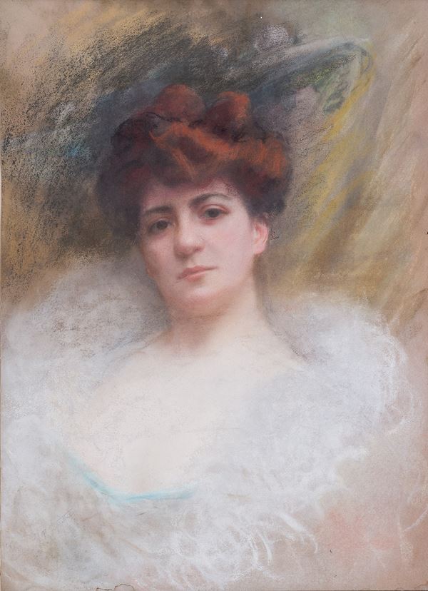 Pietro Scoppetta (Amalfi, 1863 - Napoli, 1920) - Ritratto femminile