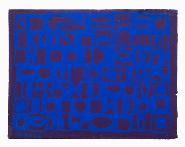 Carla Accardi : Bleviola  (1962)  - Tempera alla caseina su carta - Asta Arte Moderna e Contemporanea - Blindarte Casa d'Aste