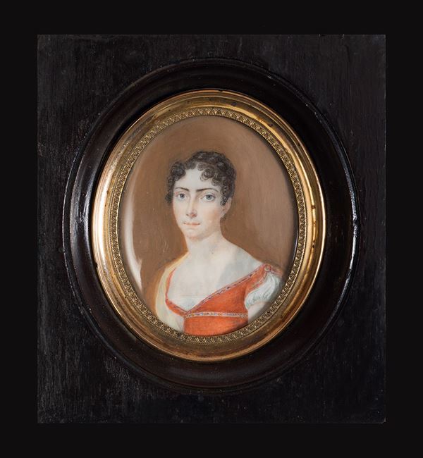 Vienna, inizi XIX secolo : Miniatura raffigurante Augusta Amalia Luisa principessa di Baviera  - Asta Antiquariato, Dipinti antichi e del XIX secolo - Blindarte Casa d'Aste