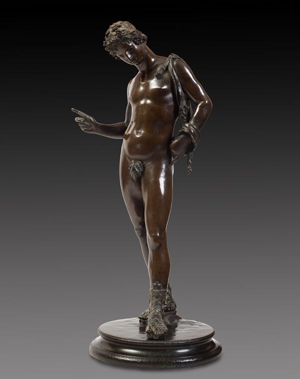 Vincenzo Gemito : Narciso  - Bronze sculpture with dark patina - Auction ANTIQUES, OLD AND 19TH CENTURY PAINTINGS - Blindarte Casa d'Aste