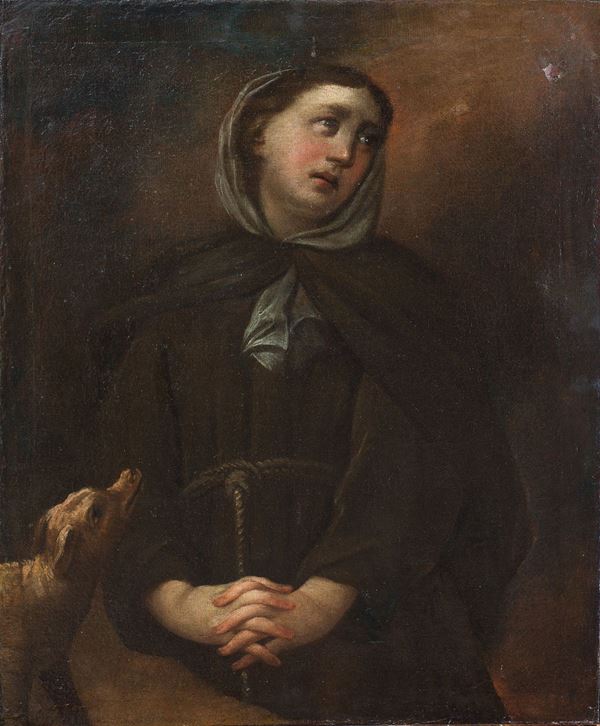 Scuola dell'Italia centrale : Santa Margherita da Cortona  - Oil on canvas - Auction ANTIQUES, OLD AND 19TH CENTURY PAINTINGS - Blindarte Casa d'Aste