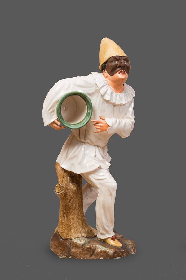 Manifattura Giustiniani, primo quarto del XIX secolo - Pulcinella con vaso