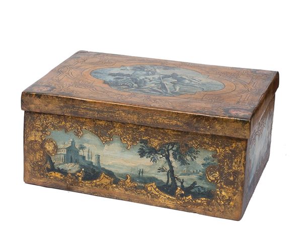 Napoli, prima met&#224; del XVIII secolo : Scatola laccata e dipinta con paesaggi  - Auction ANTIQUES, OLD AND 19TH CENTURY PAINTINGS - Blindarte Casa d'Aste