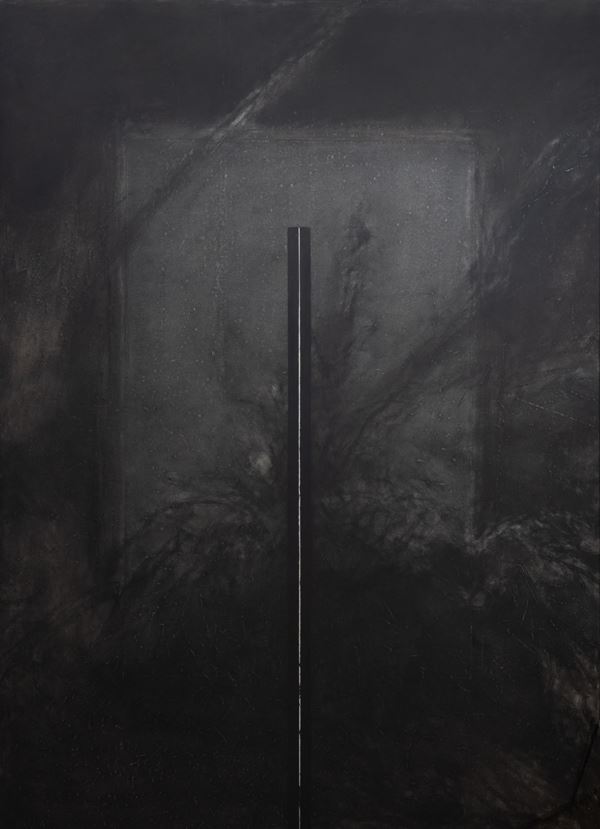 Rudy  Pypers : L'atelier n.1 parte centrale  (1987)  - Tecnica mista su tavola in cornice di legno e plexiglass - Asta Arte Moderna e Contemporanea - Blindarte Casa d'Aste