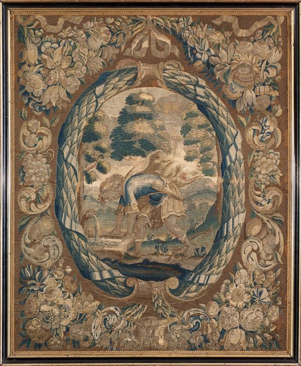 Fiandre  XVIII secolo : Rare tapestry with Narcissus  - Auction ANTIQUES, OLD AND 19TH CENTURY PAINTINGS - Blindarte Casa d'Aste