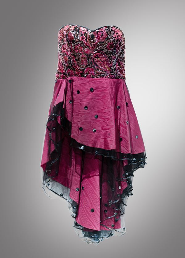 Teatro San Carlo: Short fuchsia dress with corset with appliqués (from "Vivì")