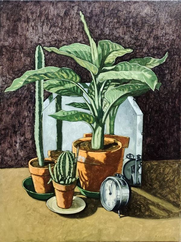 Mauro Chessa : Alcune piante  (1985)  - Olio su tela - Asta Arte Moderna e Contemporanea - Blindarte Casa d'Aste