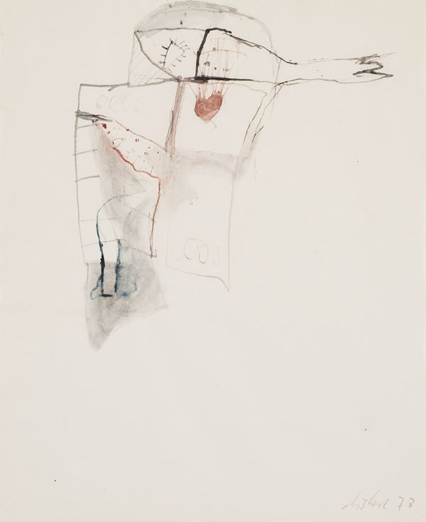 Martin Disler : Untitled   (1973)  - Mixed media on paper  - Auction Modern and Contemporary Art - Blindarte Casa d'Aste