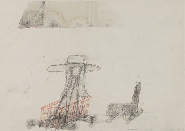 Walter Pichler : Sudanesisher Lastwagen Mechaniker  (1973)  - Mixed media on paper on Strathmore Artist - Auction Modern and Contemporary Art - Blindarte Casa d'Aste