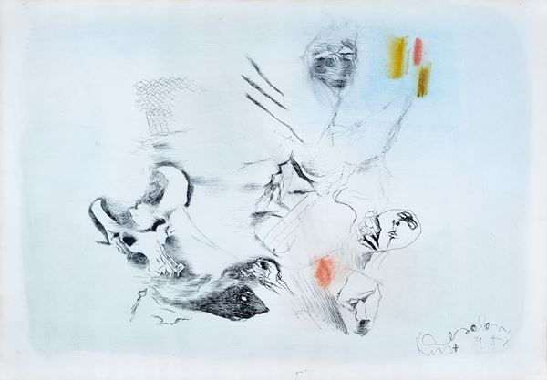 Kurt Absolon : Senza titolo  (1951)  - Tecnica mista su carta - Asta Arte Moderna e Contemporanea - Blindarte Casa d'Aste