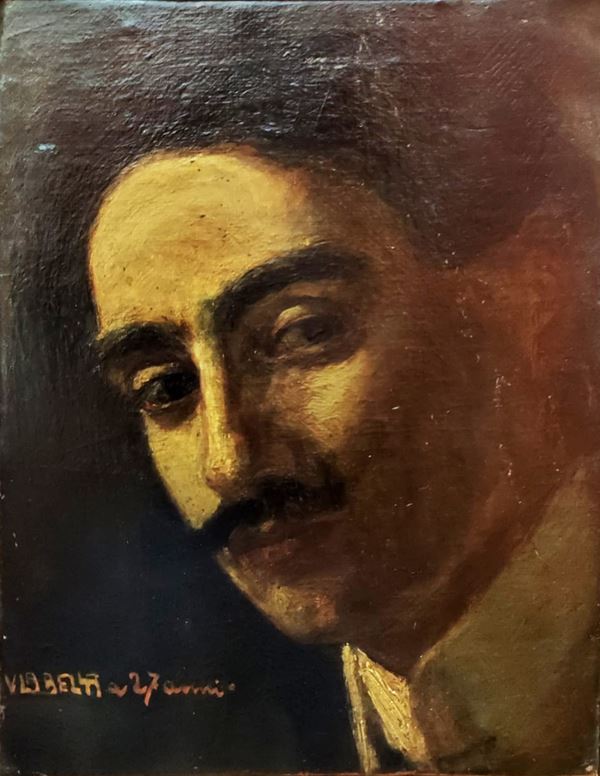 Vincenzo La Bella (Napoli, 1872 &#8211; 1926) : Selportatrait of painter   - Oil on canvas - Auction 19th Century Painting and Sculptures - Blindarte Casa d'Aste