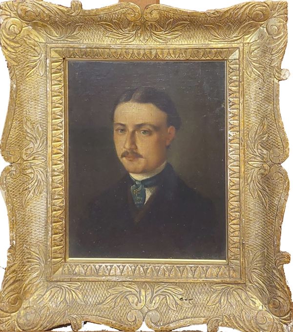 Scuola napoletana XIX secolo - Ritratto di gentiluomo con baffi