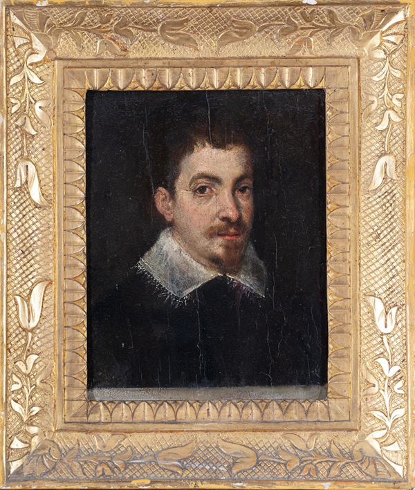 Scuola italiana, XVIII secolo - Portrait of gentleman with white lace collar