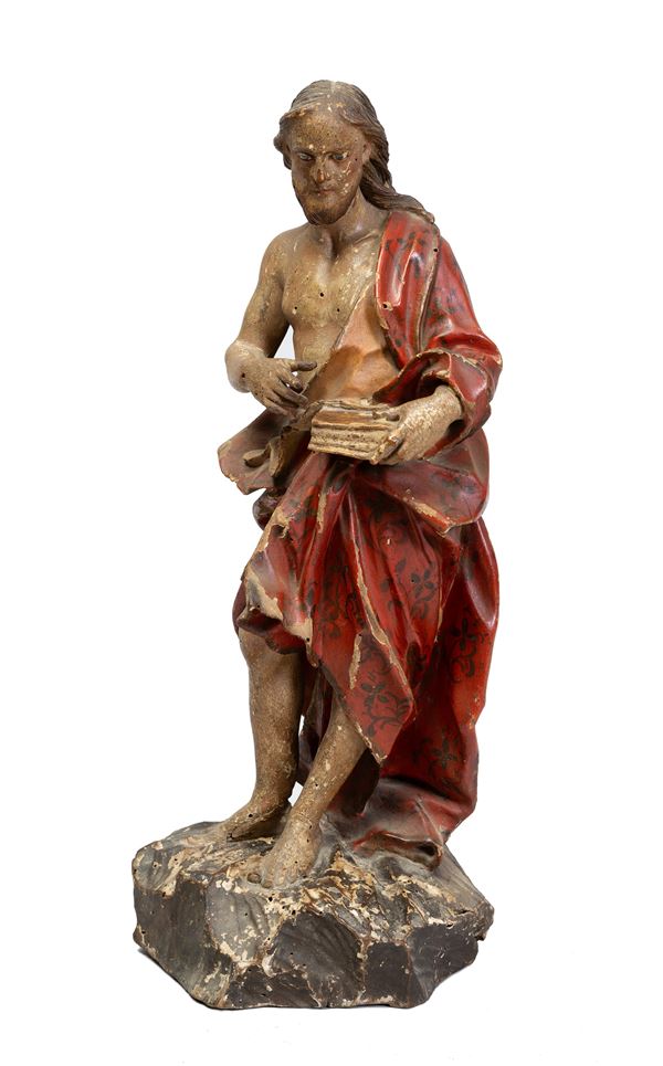 Napoli, XVIII secolo : Cristo benedicente con libro   - Scultura in legno dipinto - Asta Oggetti d'arte, importanti dipinti antichi e dipinti del XIX-XX secolo - Blindarte Casa d'Aste