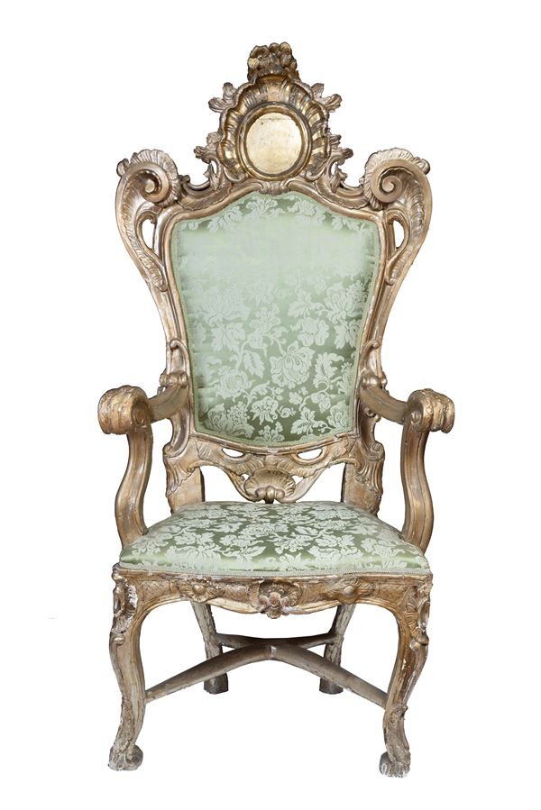 Manifattura napoletana, XVIII secolo -  Throne armchair