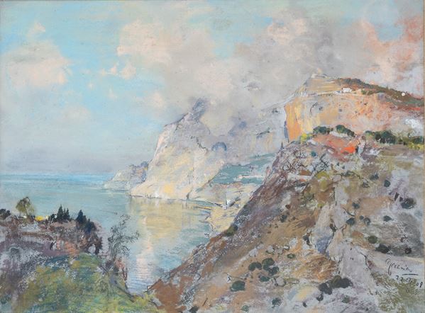 Giuseppe Casciaro (Ortelle,  1863 - Napoli, 1941) - Veduta di Capri, Marina Piccola