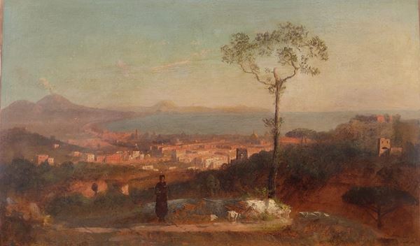 Scuola napoletana, met&#224; XIX secolo - Veduta di Napoli dall'Eremo dei Camaldoli