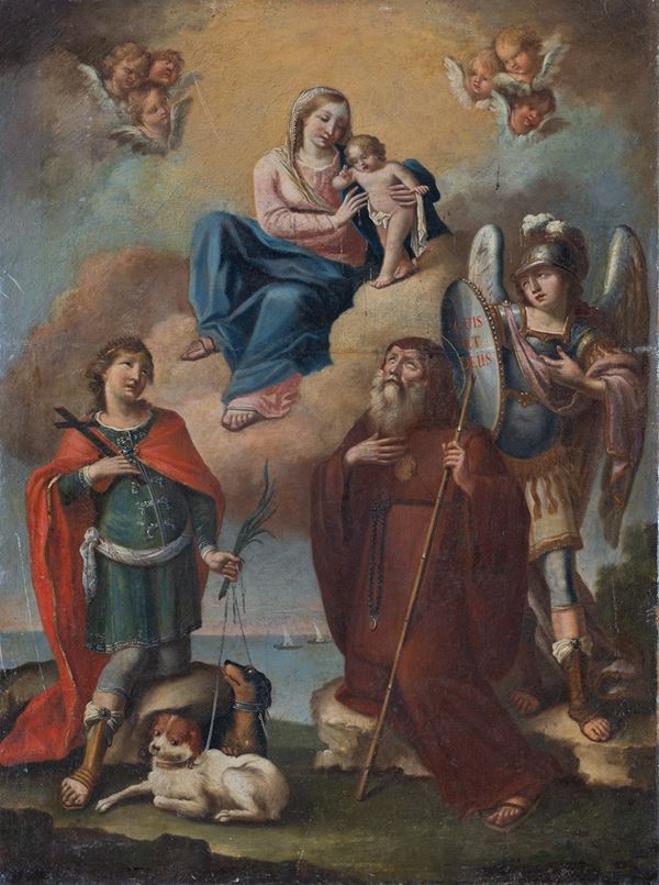 Scuola dell'Italia meridionale fine XVII inizi XVIII secolo - Vergine con bambino e Santi