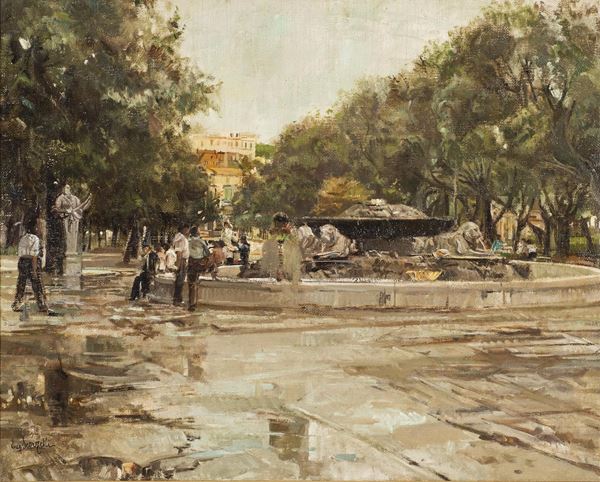 Eugenio  Scorzelli - Fontana delle paparelle nella Villa Comunale di Napoli