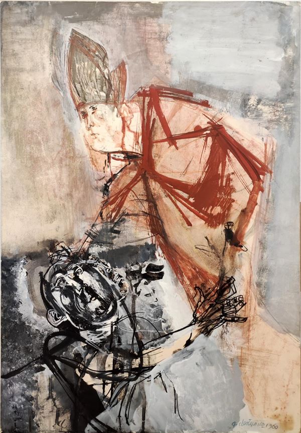 Armando  De Stefano : Untiled  (1960)  - Oil on canvas paper - Auction Napoli, j'adore! - Blindarte Casa d'Aste