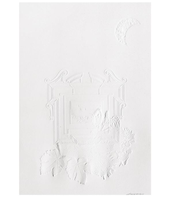 Ezio Gribaudo : Logogrifo  (1978)  - Relief on buvard paper - Auction Modern and Contemporary Art - Blindarte Casa d'Aste