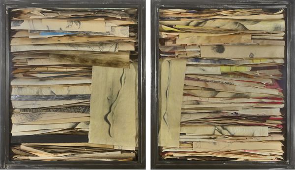 Umberto Manzo : Untitled  (1997)  - Diptych of n.2 collage and mixed technique on paper inside the case - Auction Modern and Contemporary Art - Blindarte Casa d'Aste