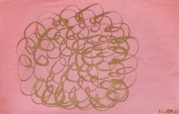 Carla Accardi : Rosa Oro  (1969)  - Casein tempera on pink paper - Auction Modern and Contemporary Art - Blindarte Casa d'Aste