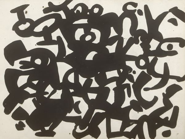 Carla Accardi : Nero su carta bianca  (1954)  - Tempera alla caseina su carta - Asta Arte Moderna e Contemporanea - Blindarte Casa d'Aste