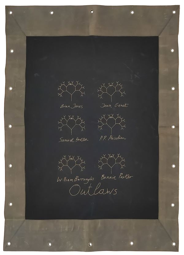 Maurizio Vetrugno : Outlaws  (1992)  - Machine hand embroidery on velvet, leather and brass - Auction Modern and Contemporary Art - Blindarte Casa d'Aste