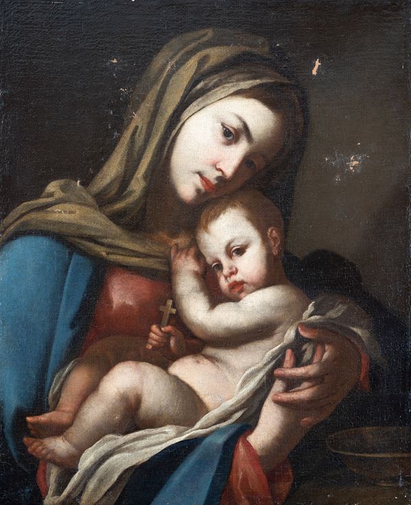 Scuola napoletana, XVII secolo - Madonna con bambino