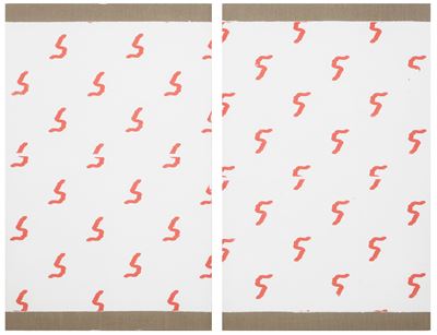Broken pattern (cyclist) — dittico di tecnica mista e collage su tela