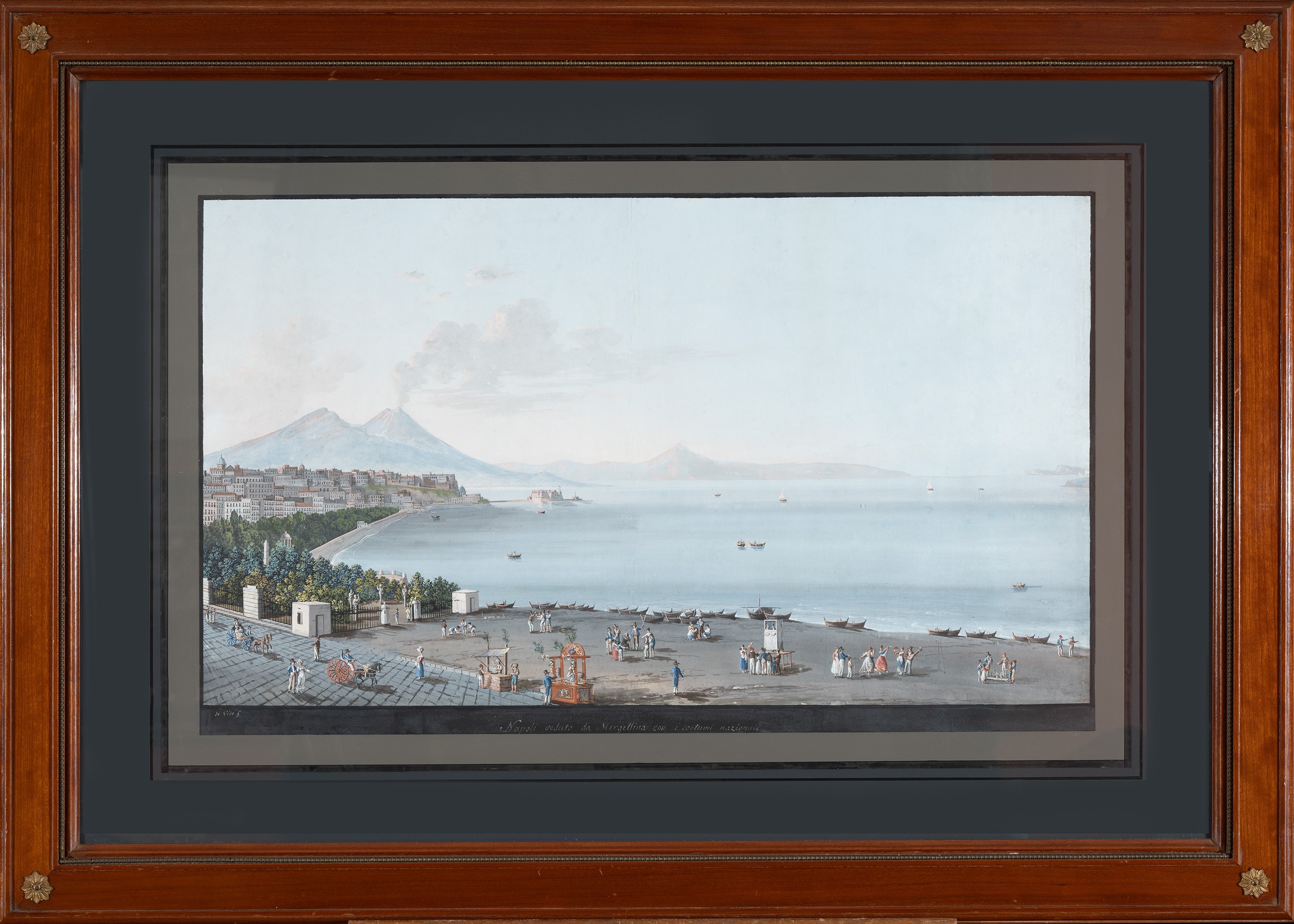 Camillo De Vito (napoli, 1794 - 1845) - Napoli Veduta da Margellina con i Costumi Nazionali