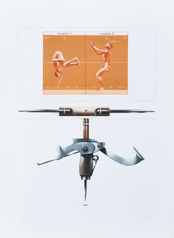 Sergio Sarri : Esercizio a comando  (1978)  - Mixed media on paper - Auction Modern and Contemporary Art - Blindarte Casa d'Aste