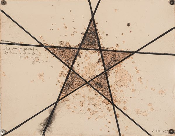 Gilberto Zorio : Untitled  (1998)  - Mixed media on cardboard - Auction Modern and Contemporary Art - Blindarte Casa d'Aste