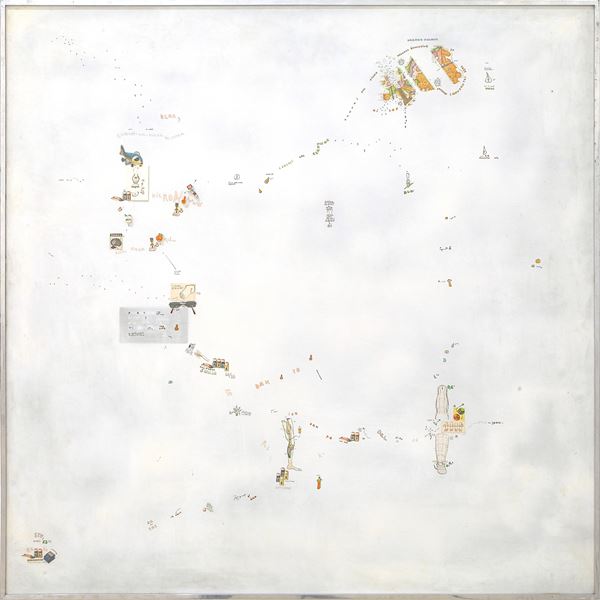 Gianfranco Baruchello : Rumori dal piano di sopra  (1967)  - Mixed media and collage on aluminium - Auction Modern and Contemporary Art - Blindarte Casa d'Aste