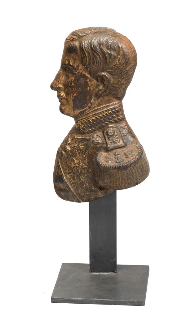 Napoli, XIX secolo : Silhouette in metallo raffigurante Francesco II di Borbone  - su base in bronzo - Asta Oggetti d'arte, importanti dipinti antichi e dipinti del XIX-XX secolo - Blindarte Casa d'Aste