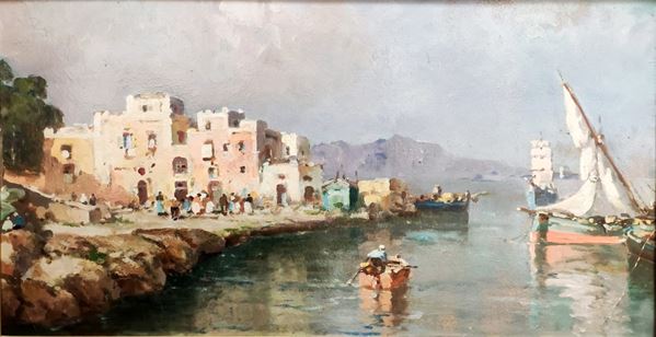 Scuola napoletana, fine XIX - inizi XX secolo - Veduta del porto di Torre del Greco