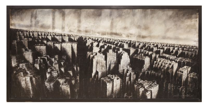 Jonathan Guaitamacchi - Città, olio su carta telata