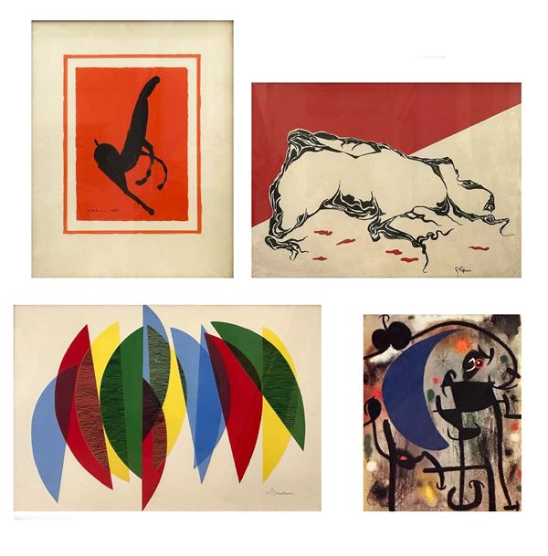 Single lot of n. 4 prints on paper  - Auction Graphics and Multiples - Blindarte Casa d'Aste