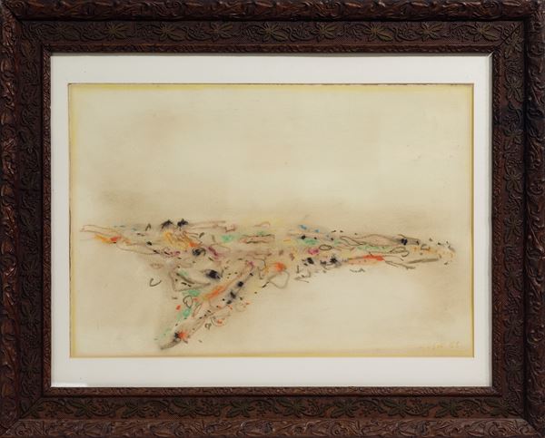 Anton Zoran Mu&#353;i&#269; : Metà collina, metà muretti  (1965)  - Pastelli a cera colorati su carta - Asta Arte Moderna e Contemporanea - Blindarte Casa d'Aste