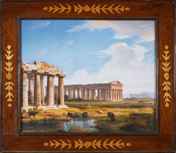 Dormice  Anton Sminck Van Pitloo (Arnhem 1790 - Napoli 1837) - Temples of Paestum