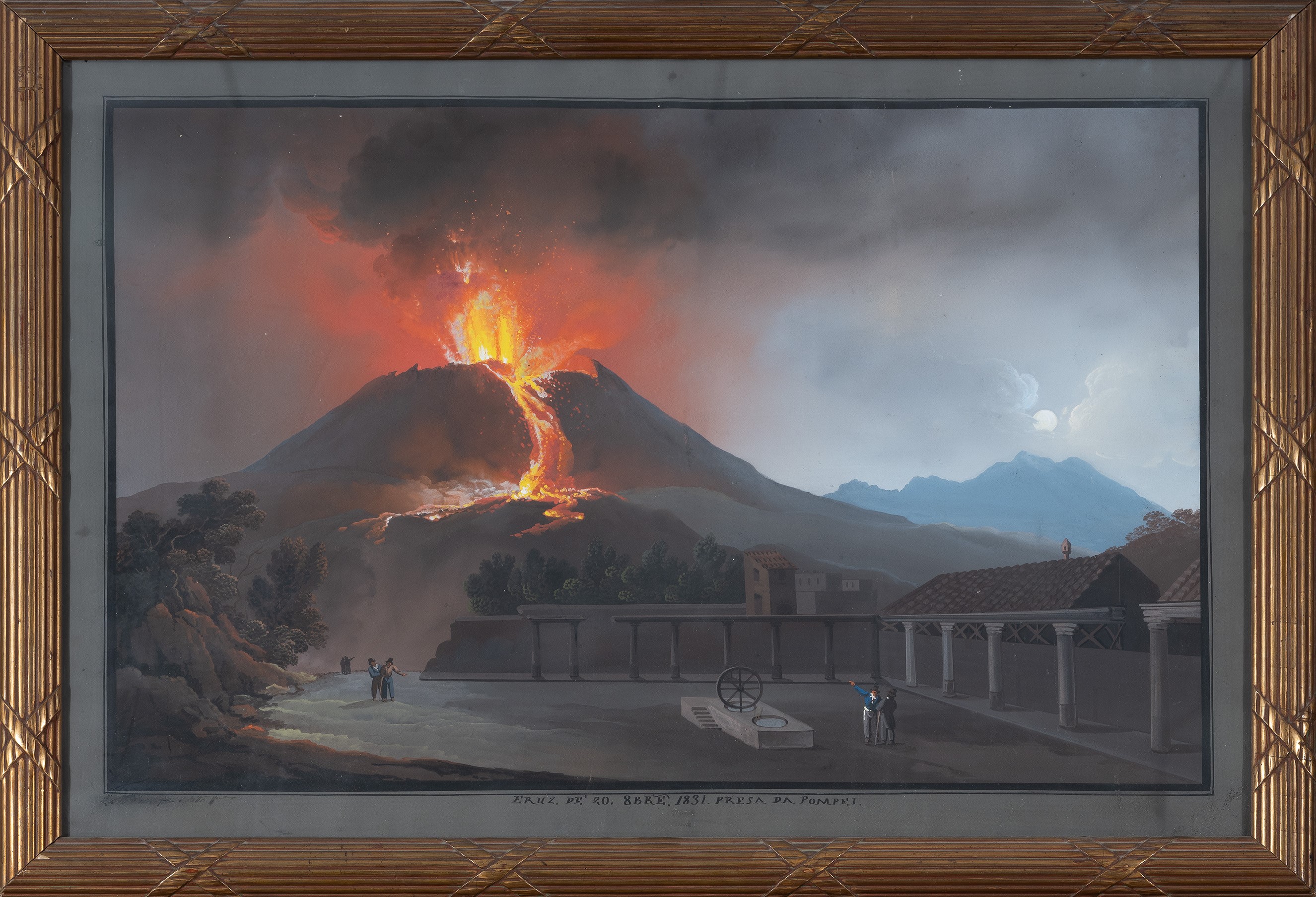 L'eruzione del Vesuvio del 1831 dal quadriportico del Teatro di Pompei