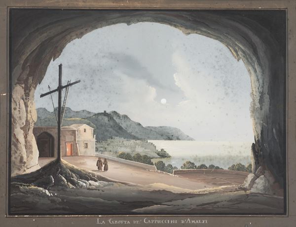 Scuola napoletana, XIX secolo - The cave of the Capuchins of Amalfi